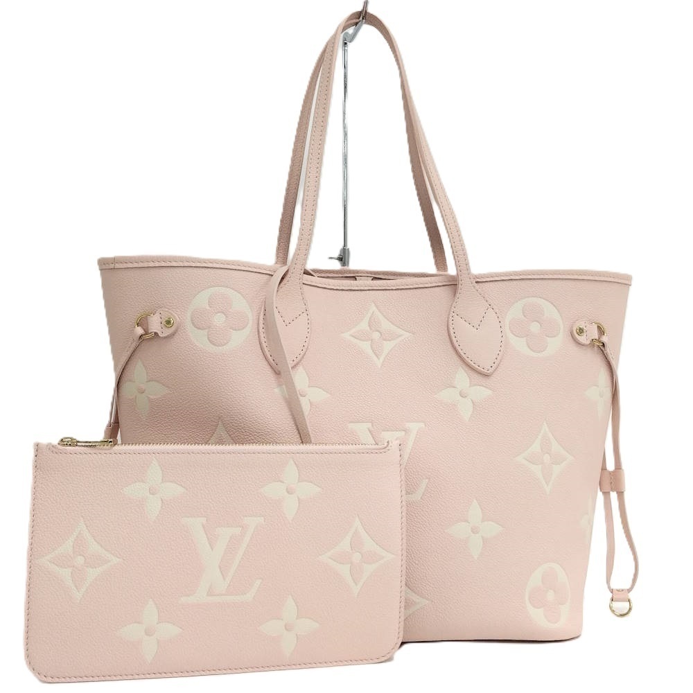 Louis Vuitton Neverfull Monogram Empreinte Rose Pink Trianon Cream